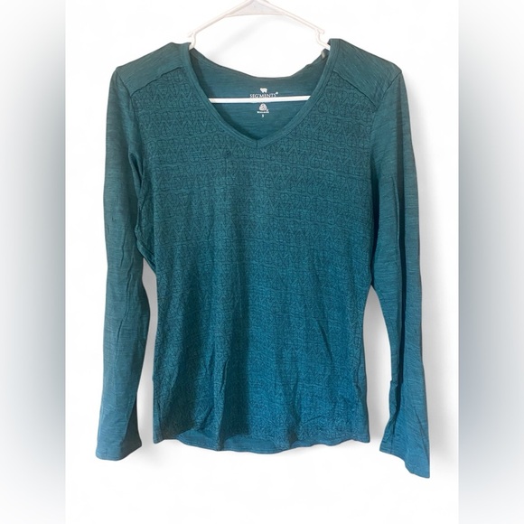 Seg'Ments Green 100% Merino Wool Base Layer Top Long Sleeve Womens Sise Small - Picture 1 of 9